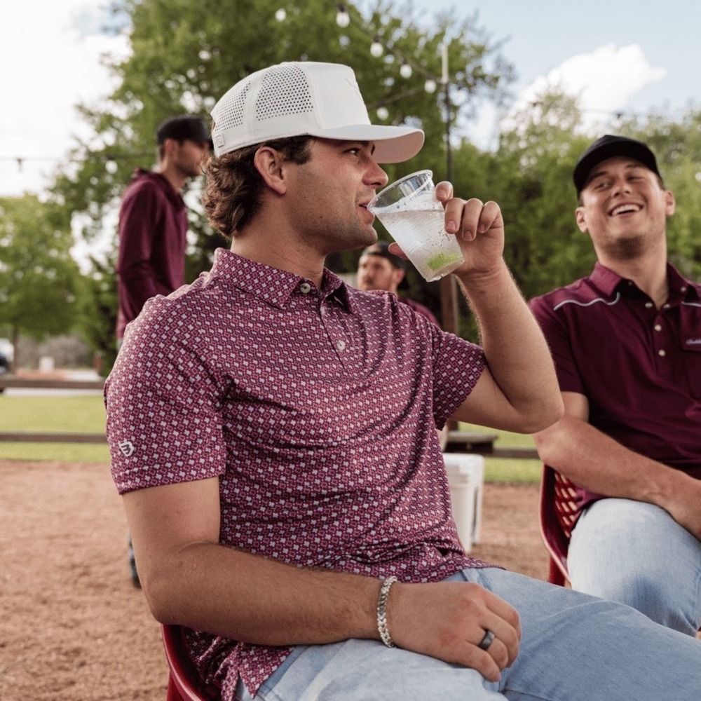 Burlebo Men's Performance Polo Texas Maroon Grey XL